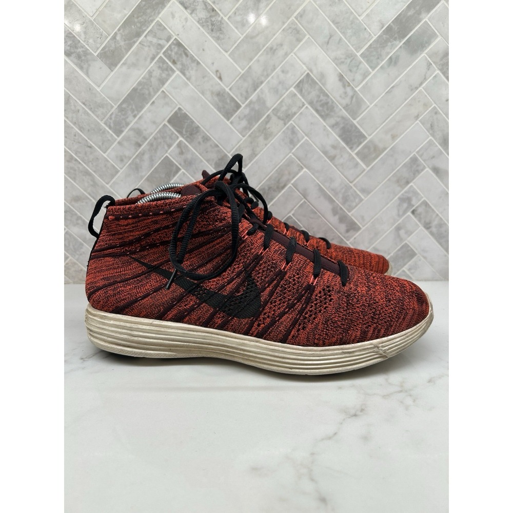 Nike Lunar Flyknit Chukka Red Deep Burgundy Maroon 554969-606 Mens Size 10